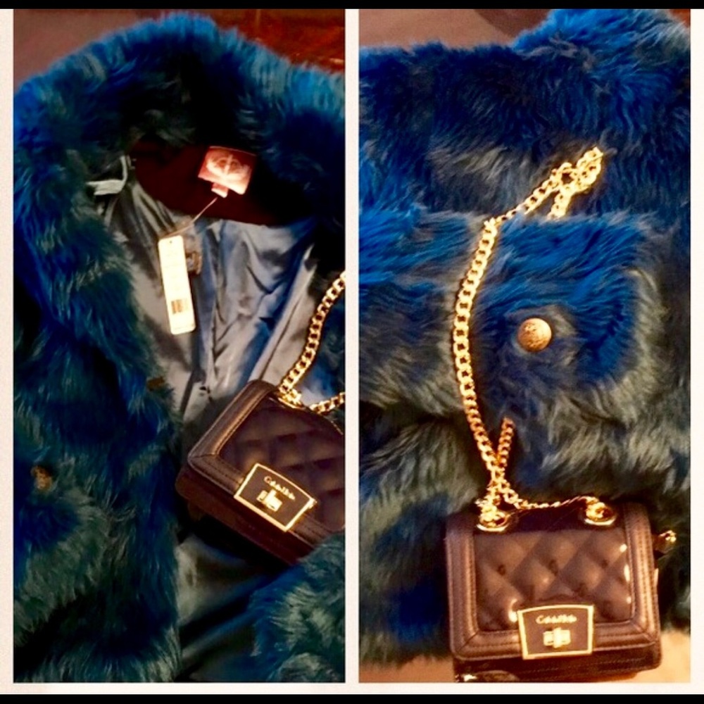 ROMEO & JULIET COUTURE •MOROCCAN BLUE FAUX FUR - Picture 3 of 5